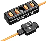 MD-P4 D- Splitter Cable 180° Rotatable D- Male Plug to 4 D- Female Ports Power Supply for V-Mount Battery D- Power Hub 60cm Cable Length Black One Size