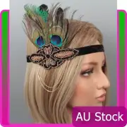 Peacock Gatsby Headpiece Flapper 1920s 20s Costume Headband Feather Gangster