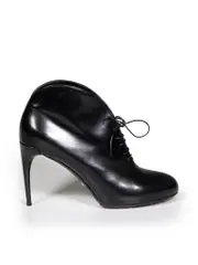 Black Leather Kim Lace Up Ankle Boots