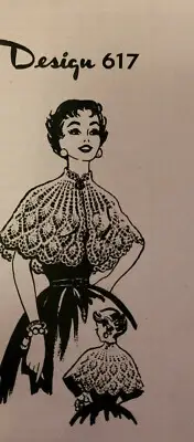 617 Vintage PINEAPPLE CAPE Pattern to Crochet SML (Reproduction)