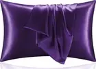 BEDELITE Satin Pillowcase With Zipper 2 Pack, Plum Purple Pillow Cases Standard