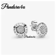 Pandora Signature Logo Earrings Cubic Zirconia NeW Tags Gift Box