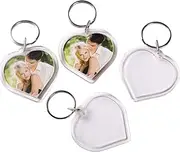 [SYBL] 25Pcs Acrylic Photo Frame Keychains - Clear Heart-Shaped Blank Personalized Keyrings Snap in Insert Custom DIY Picture Frames Keyrings Key Holder for Lovers