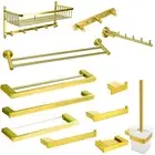 Brushed Gold Towel Rail Rack Toilet Paper Holder Robe Hook Shower Caddy Bathroom