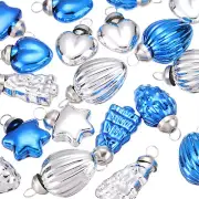 50Pcs Glass Christmas Ornaments Silver Blue Christmas Tree