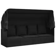 Outdoor Patio Lounge Bed Rattan Daybed Seat With Canopy And Cushions For Garden