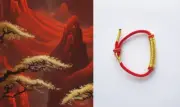 zennkarma Red Lucky Woven String Gold Om Mani Padme Hum Bracelet zen karma