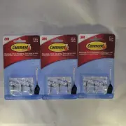 3 lots of 3M Command Small Wire Hooks Adhesive for Utensils Clear 4 Strip 3 Hook