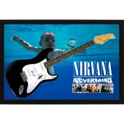 Music - Nirvana Signed & Framed Guitar with Custom Backdrop #32611