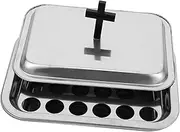 VALICLUD 1 Set Communion Tableware Tray Baptism Party Plates Wine Cup Holder Plate Church Supplies Christening Plates Wedding Supplies Christening Party Favors Stainless Steel Silver