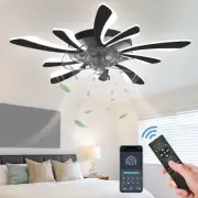 Dimmable Ceiling Fan with Light and Remote Control, 31" Small Flush Mounted C...