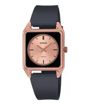 Casio Analog Black Resin Strap Rose Gold Dial Quartz MTP-B170-5EV 50M Mens Watch