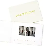 OUR WEDDING - GOLD FOIL | Luxury Linen Wedding Video Book, 5" IPS Display, 4GB Memory, Rechargeable Battery, Up to 3 Hours HD Video Storage, Wedding Keepsake