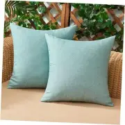 Set of 2 Outdoor Waterproof Throw Pillow Covers 16" x 16" (Pack of 2) Teal