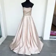 Sherri Hill Nude Gold Strapless Ballgown Dress Pageant Evening Gown Size 6 NWT