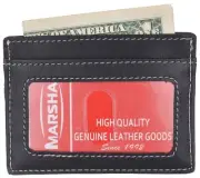 Black Slim Genuine Leather Credit Card Holder ID Holder Thin Mini Wallet NEW
