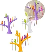 Luxshiny 3sets Cute Bird-Shaped Reusable Food Picks for Party Cake Decorating Dinners Treetop Stand Design