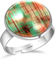 [FVQL] Adjustable Ring for Girls, abstract patterns, 0.67inch/1.7cm, Glass, glass