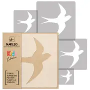 5x reusable PLASTIC Stencils / 13.4" to 3.5"/ Nursery KIDS Template / SWALLOW