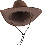 [MOBUTOFU] Wide Brim Western Cowboy Hat Men's Straw Sun Hat Women's Foldable Cowgirl Cap Festival Hat Coffee