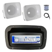 Dual Marine Radio, Spa Bezel,Adapter, Antenna,Wire, 2x 5.25" 600W White Speaker