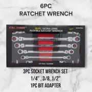 Extra Long Ratcheting Wrenches Flex-Head Double Box End Chrome Vanadium METRIC