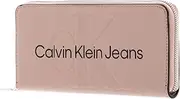[Calvin Klein] CKJ Sculpted Zip Around Mono Wallet Dark Blush, Dark Blush.