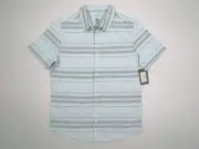 Quicksilver Men's Prime Time Short Sleeve Striped Button-up Shirt Size S NWT