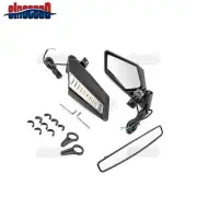 LED Rear Side Racing Mirrors+Center Mirror For Polaris RZR XP 1000 Ranger XP 700