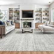 Valenrug Washable Rug - Stain Resistant Area Rugs for Living Room, Non Slip Backing Printed Rugs for Bedroom, Folable Machine Washable Area Rug (Grey, 5'x7')