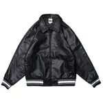 PRETTYNICE SHOOTER ZIP VARSITY JACKET 黑 壓印 拉鍊皮夾克 美式棒球外套【CBP】