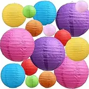 BEISHIDA 16Pcs Colorful Paper Lanterns Multi-Color Chinese/Japanese Hanging Round Paper Lanterns for Wedding, Birthday, Baby Shower, Classroom,Party,Home Decoration(Size of 4”, 6”, 8”, 10”)
