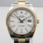 2025 New Rolex 126333 Datejust 41 White Index Dial 18K Gold Steel Oyster Watch
