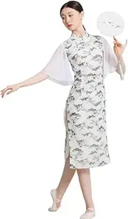[ROYAL SMEELA] Chinese Qipao Dress for Women Ruffle Sleeve Cheongsam Mandarin Collar Women's Chinese Dresses Clothes Black