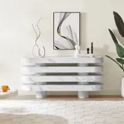 Gavin White luxe Faux Marble Console Table