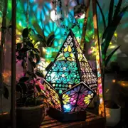Bohemian Light Star Large Led Floor Lamp, Geometric Retro Diamond Floor Decorative Lamp Indoor Home Decor