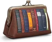 [Yoshi] Classic Bookworm Brown Leather Triple Frame Purse, Purses for Women, Coin Purse, RFID Purses for Women, Ladies Purses, Ladies Wallet, Gifts for Women, Brown, One Size, Contemporary