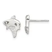 Sterling Silver Polished Cz Shark Post Earrings