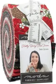 Deb Strain Holly Berry Tree Farm Jelly Roll 40 2.5-inch Strips Moda Fabrics 5...