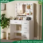 Morden Vanity Set w/ 10 LED Lighted Mirror Make up Dressing Table Desk 5 Drawers