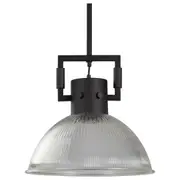 Anja Pendant Light, Matt Black Clear Glass & Matt Black Glass & Metal