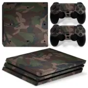 Army green Camouflage PS4 Pro Decal Wrap Skin Sticker Console &2 Controllers