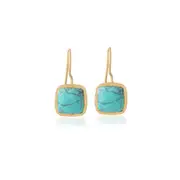 Inaya Earrings in Sterling Silver with Turquoise Stone - Matt Finish Jewellery in Australia