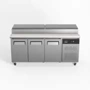 AG Equipment AG 3 Door Saladette Fridge Fits 8 x 1/3 GN Trays - Pizza Prep Fridges (AG-SH3000-700) - SH3000-700-AG