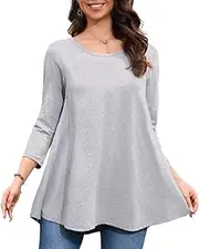 [splensive] Tunic Tops for Women Plus Size 3/4 Sleeve Crew Neck Swing Flare Loose T-Shirt Blouses to Wear with Leggings