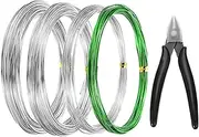 uxcell 1mm/1.5mm/2mm Bonsai Training Wire, 4 Roll Floral Wire Stems Anodized Aluminum Tree Wire 16.4 Feet for Gardening Branch Fixing Silver/Green