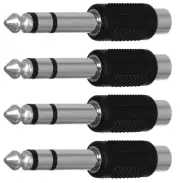 CESS 6.35Mm 1/4 Inch Stereo TRS Male Plug to RCA Female Jack Silver Adapter Conn