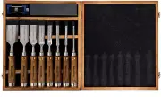 10-Pieces Woodworking Wood Chisel Set with Wooden Box, Honing Guide, Sharpening