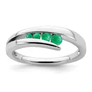 14k White Gold Emerald 4-stone Ring