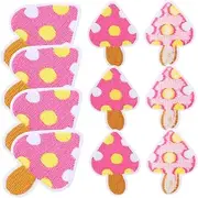 OSALADI 10pcs Mushroom Embroidered Clothes Patches Iron Applique for DIY Repair Decorative Patches for Jeans Jackets Bags Hats
